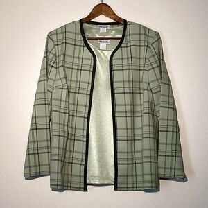 Blair Light Sage Plaid Open-Front Jacket Top Included